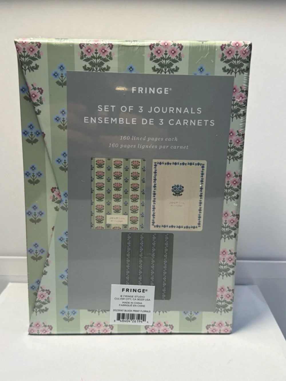 Fringe Block Print Florals Journal Set of 3 New Sealed Notebooks